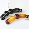 New glossy black coffee-colored banana clip ponytail clip adult women's updo vertical clip circle glossy headwear full image